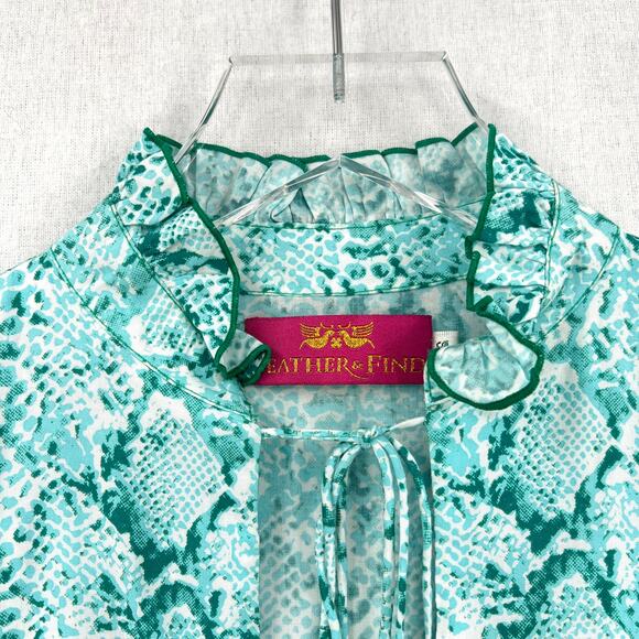 FEATHER AND FIND Paradisio Ruffle Top  and Relax Pant Set Womens XS Blue Python - Picture 5 of 16